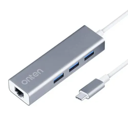 Onten OTN-9593 4-in-1 Type C to 3 Ports USB Hub with LAN Adapter